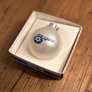 Vintage Buffalo Blizzard Soccer Glass Christmas Ornament, Made in USA